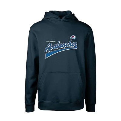 Youth Levelwear Navy Colorado Avalanche Podium Retro Script Fleece Pullover Hoodie