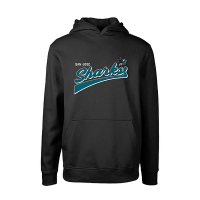 Youth Levelwear Black San Jose Sharks Podium Retro Script Fleece Pullover Hoodie
