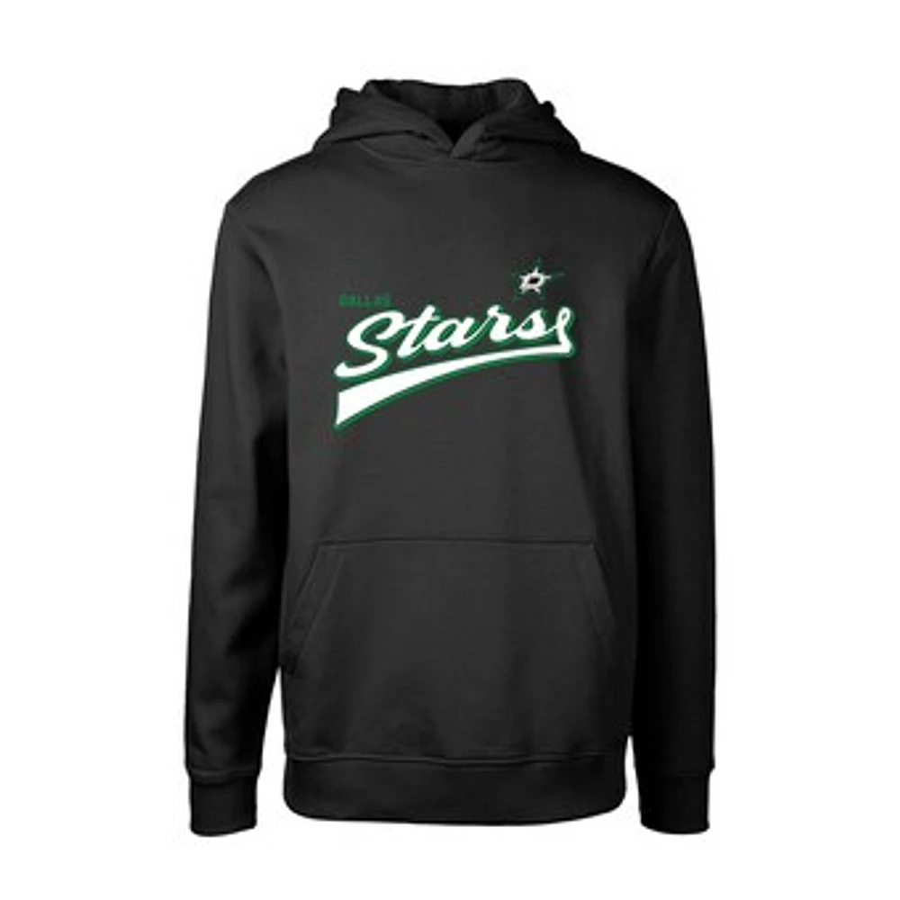 Youth Levelwear Black Dallas Stars Podium Retro Script Fleece Pullover Hoodie