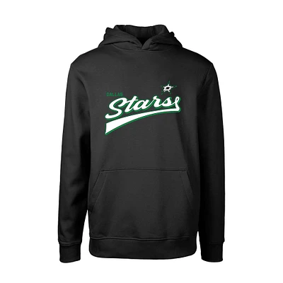 Youth Levelwear Black Dallas Stars Podium Retro Script Fleece Pullover Hoodie