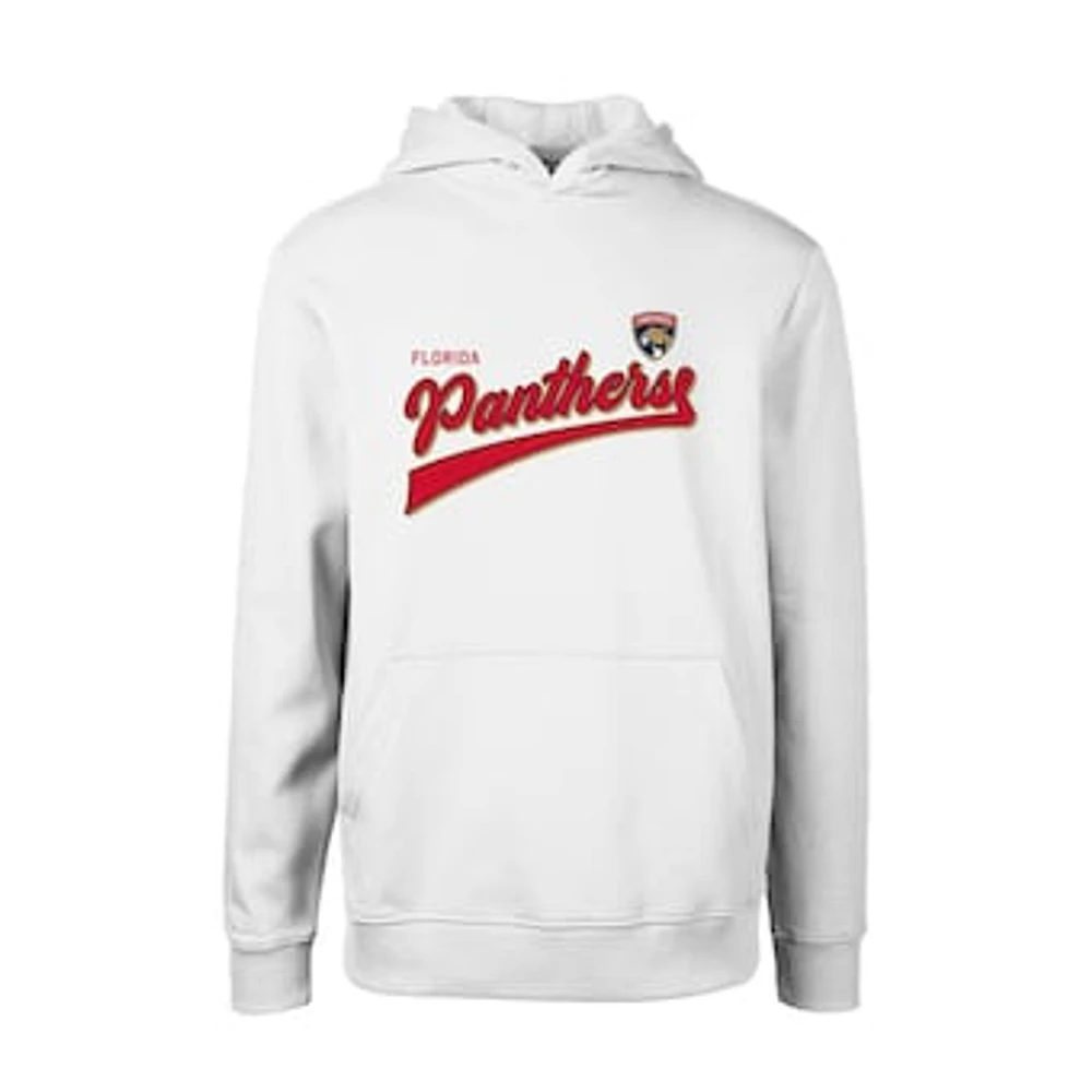 Youth Levelwear White Florida Panthers Podium Retro Script Fleece Pullover Hoodie