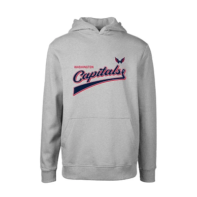 Youth Levelwear Gray Washington Capitals Podium Retro Script Fleece Pullover Hoodie