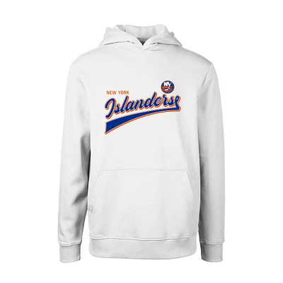 Youth Levelwear White New York Islanders Podium Retro Script Fleece Pullover Hoodie