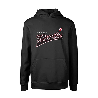 Youth Levelwear Black New Jersey Devils Podium Retro Script Fleece Pullover Hoodie