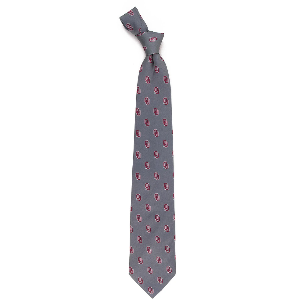 Men's Gray Oklahoma Sooners Echo Woven Silk Tie