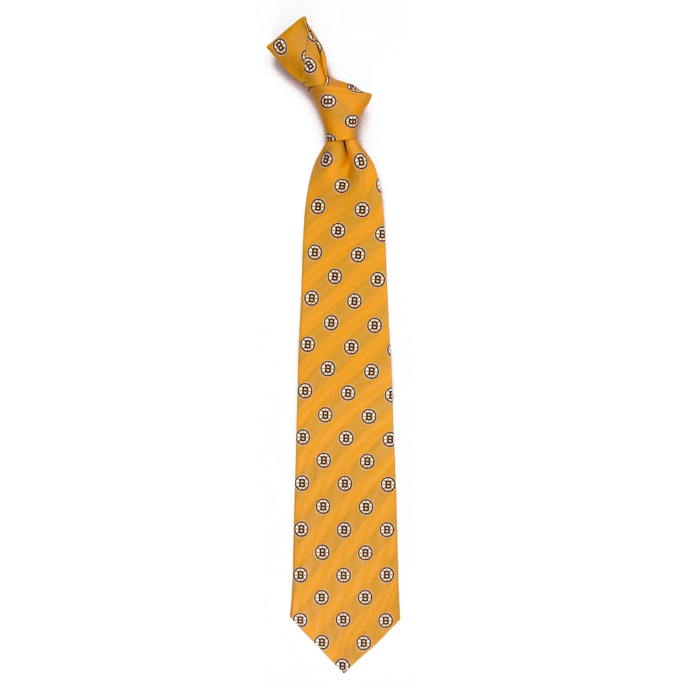 Men's Gold Boston Bruins Echo Woven Silk Tie
