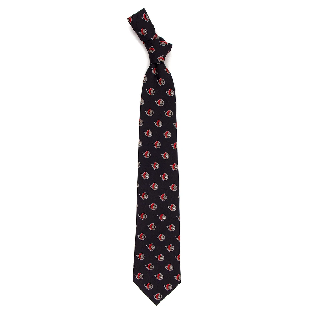 Men's Black Ottawa Senators Echo Woven Silk Tie