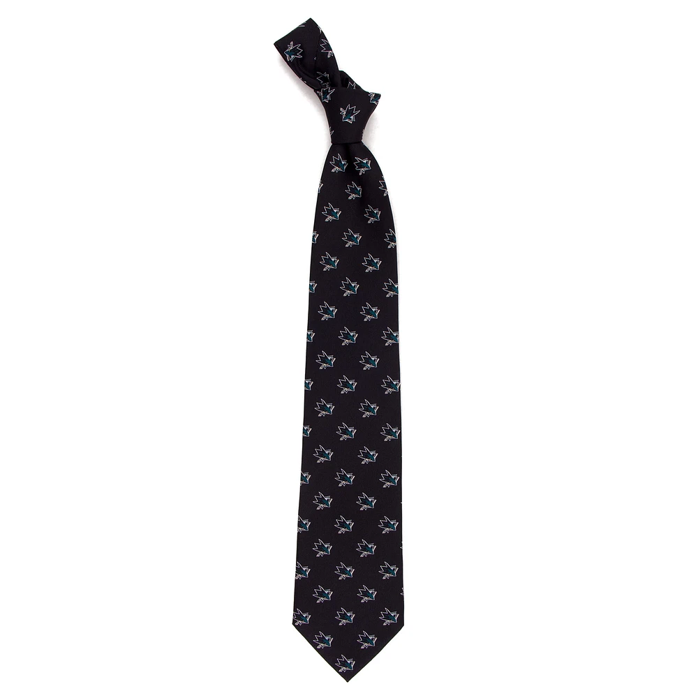Men's Black San Jose Sharks Echo Woven Silk Tie