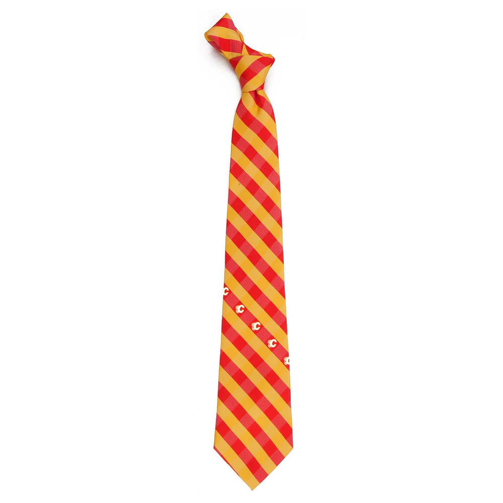Men's Calgary Flames Woven Poly Check Tie