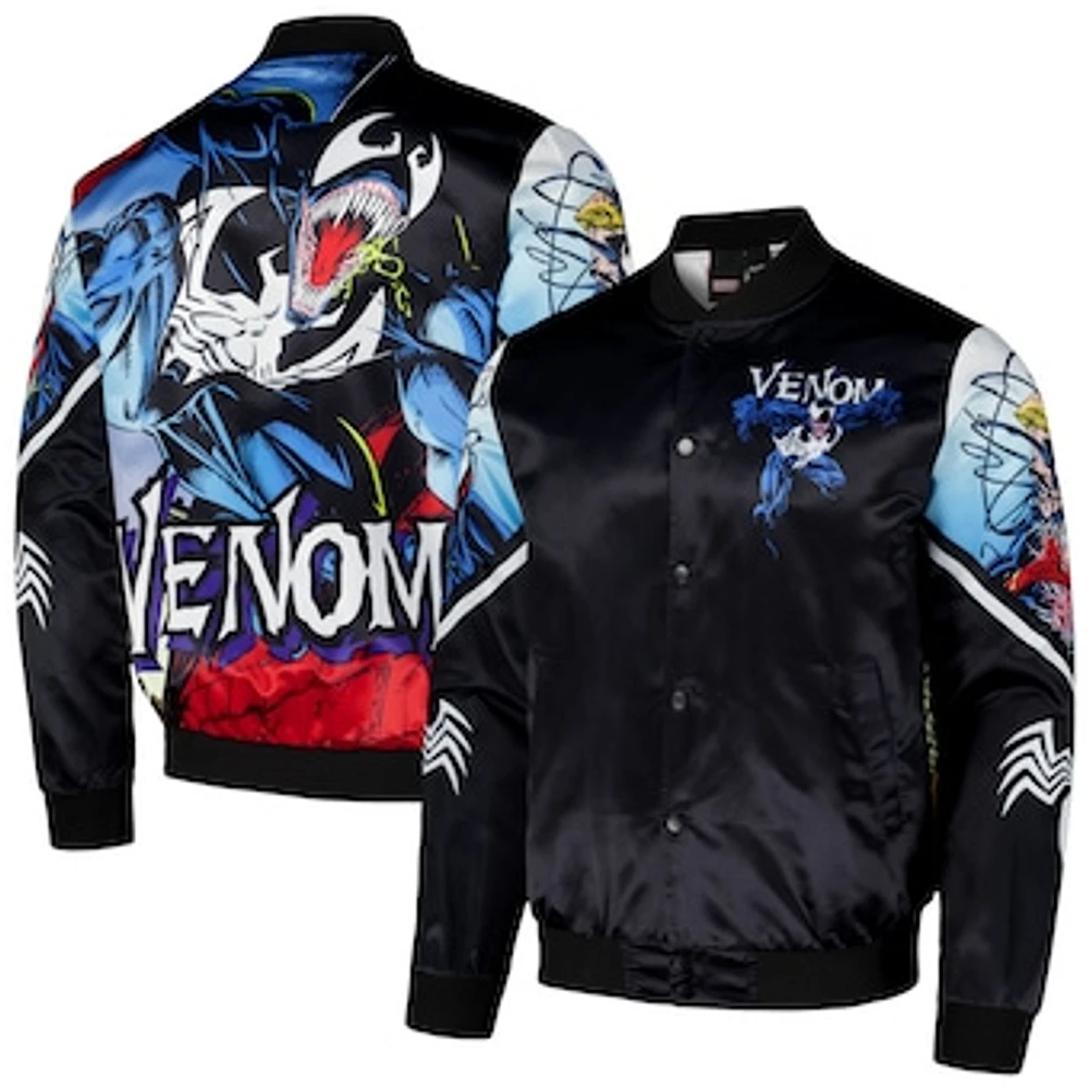 Men's Chalk Line Black Venom Symbiote Fanimation Satin Full-Snap Jacket