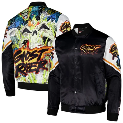 Men's Chalk Line Black Ghost Rider Fanimation Satin Full-Snap Jacket