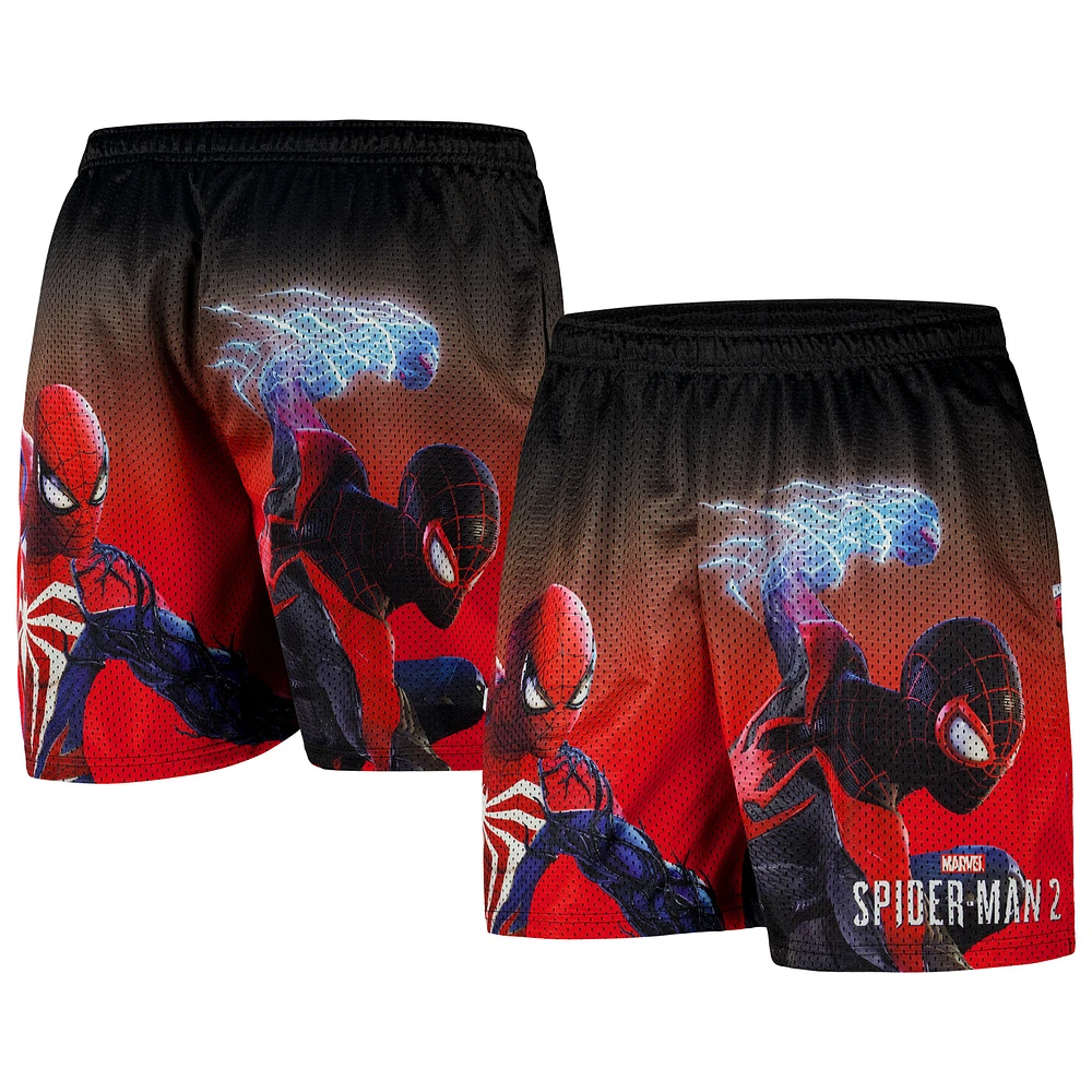 Men's Chalk Line Black Spider-Man 2 Poster Art Retro Shorts