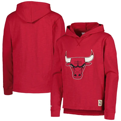 Youth Mitchell & Ness Red Chicago Bulls Hardwood Classics Legendary Slub Lightweight Pullover Hoodie