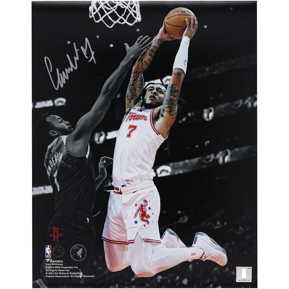 Cam Whitmore Houston Rockets Autographed 11" x 14" Spotlight Dunking Photograph