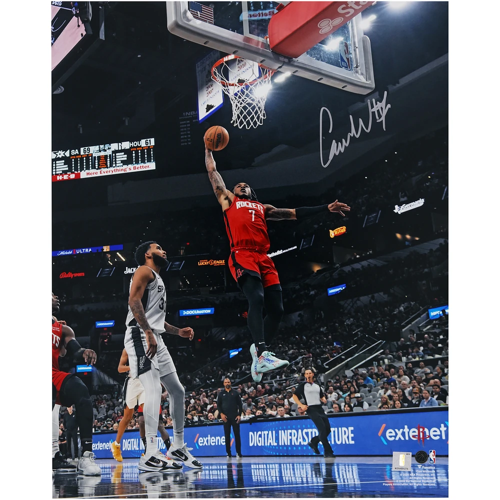 Cam Whitmore Houston Rockets Autographed 16" x 20" Dunk vs. San Antonio Spurs Photograph