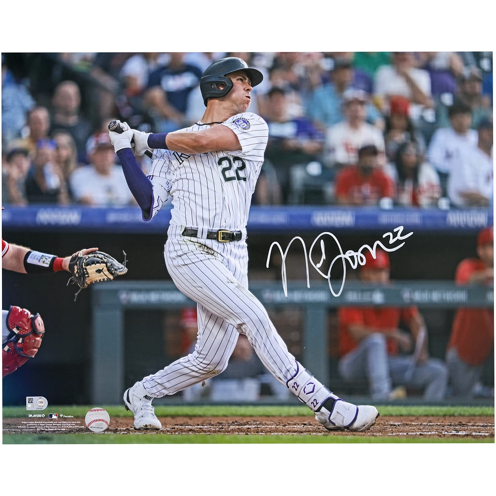 Nolan Jones Colorado Rockies Autographed 16" x 20" Hitting Photograph