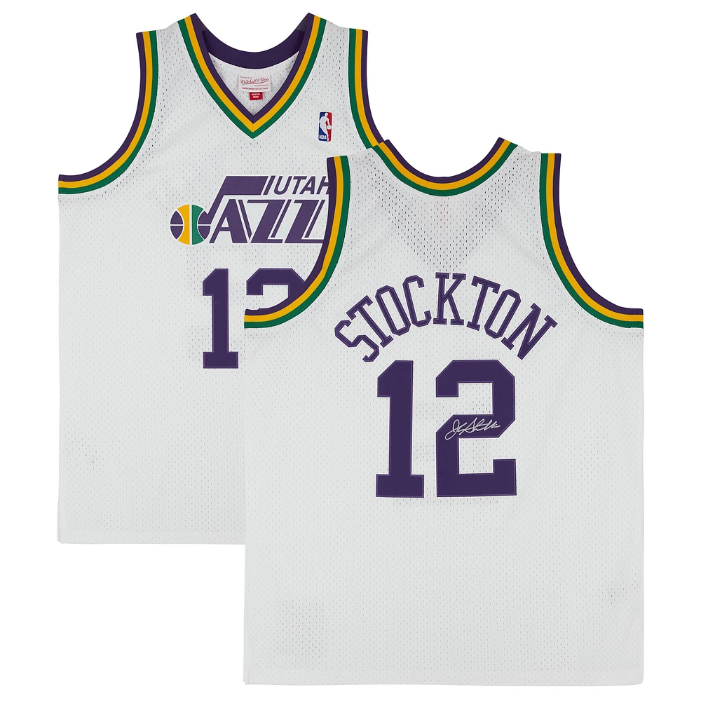 John Stockton Utah Jazz Autographed Mitchell & Ness - White Swingman Jersey