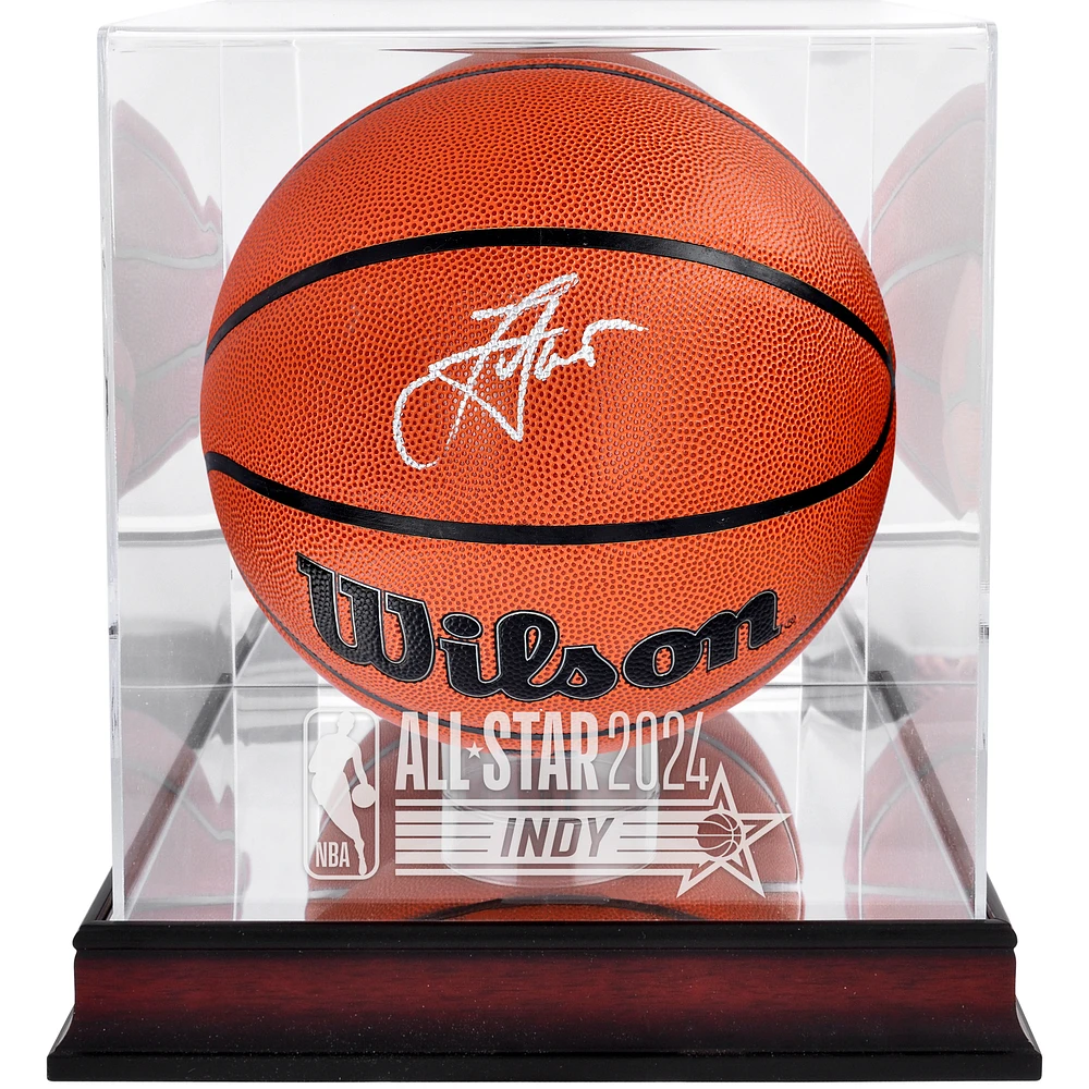 Nikola Jokic Denver Nuggets Autographed Wilson Authentic Series Indoor/Outdoor Basketball with Mahogany 2024 NBA All-Star Game Logo Display Case