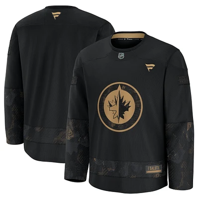 Men's Fanatics Black Winnipeg Jets 2024 Military Appreciation Practice Jersey