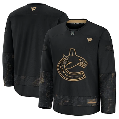 Men's Fanatics Black Vancouver Canucks 2024 Military Appreciation Practice Jersey