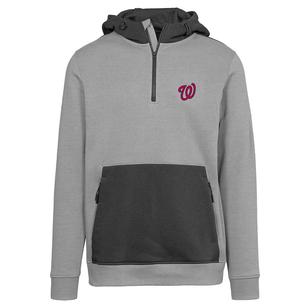 Men's Levelwear Gray Washington Nationals Chicane Insignia Quarter-Zip Hoodie