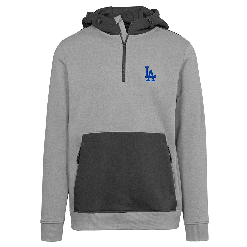 Men's Levelwear Gray Los Angeles Dodgers Chicane Insignia Quarter-Zip Hoodie
