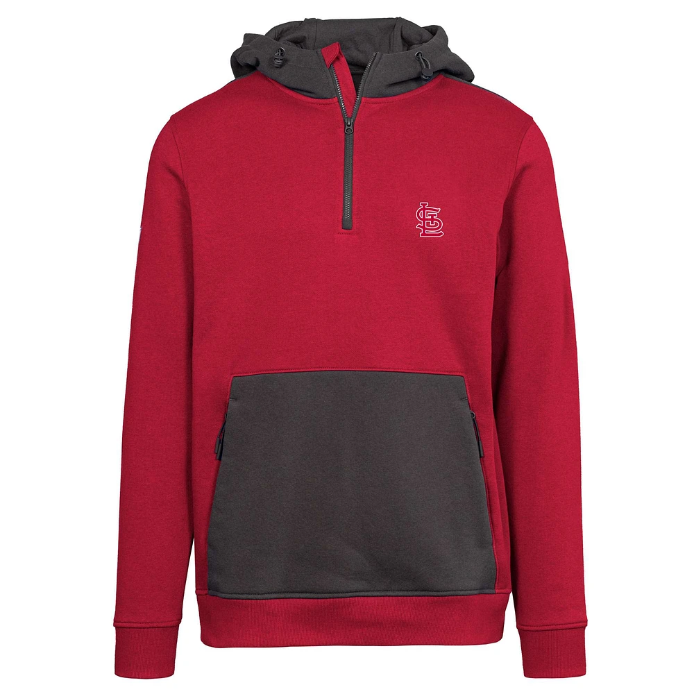Men's Levelwear Red St. Louis Cardinals Chicane Insignia Quarter-Zip Hoodie