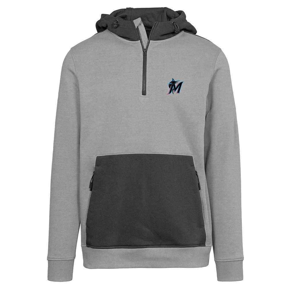 Men's Levelwear Gray Miami Marlins Chicane Insignia Quarter-Zip Hoodie