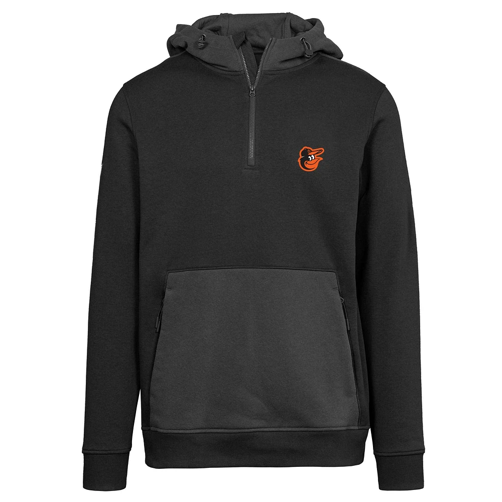 Men's Levelwear Black Baltimore Orioles Chicane Insignia Quarter-Zip Hoodie