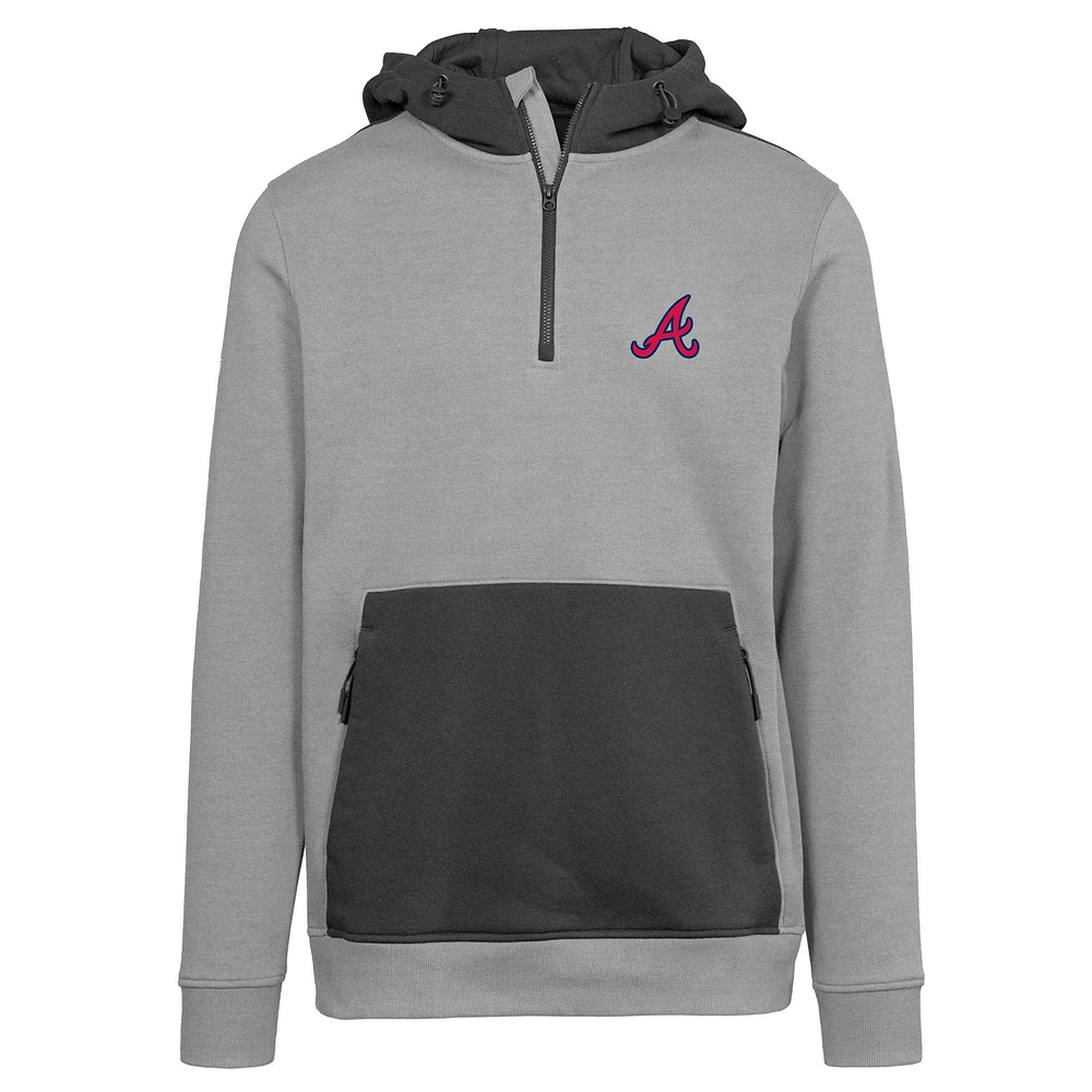 Men's Levelwear Gray Atlanta Braves Chicane Insignia Quarter-Zip Hoodie
