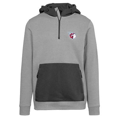 Men's Levelwear Gray Cleveland Guardians Chicane Insignia Quarter-Zip Hoodie