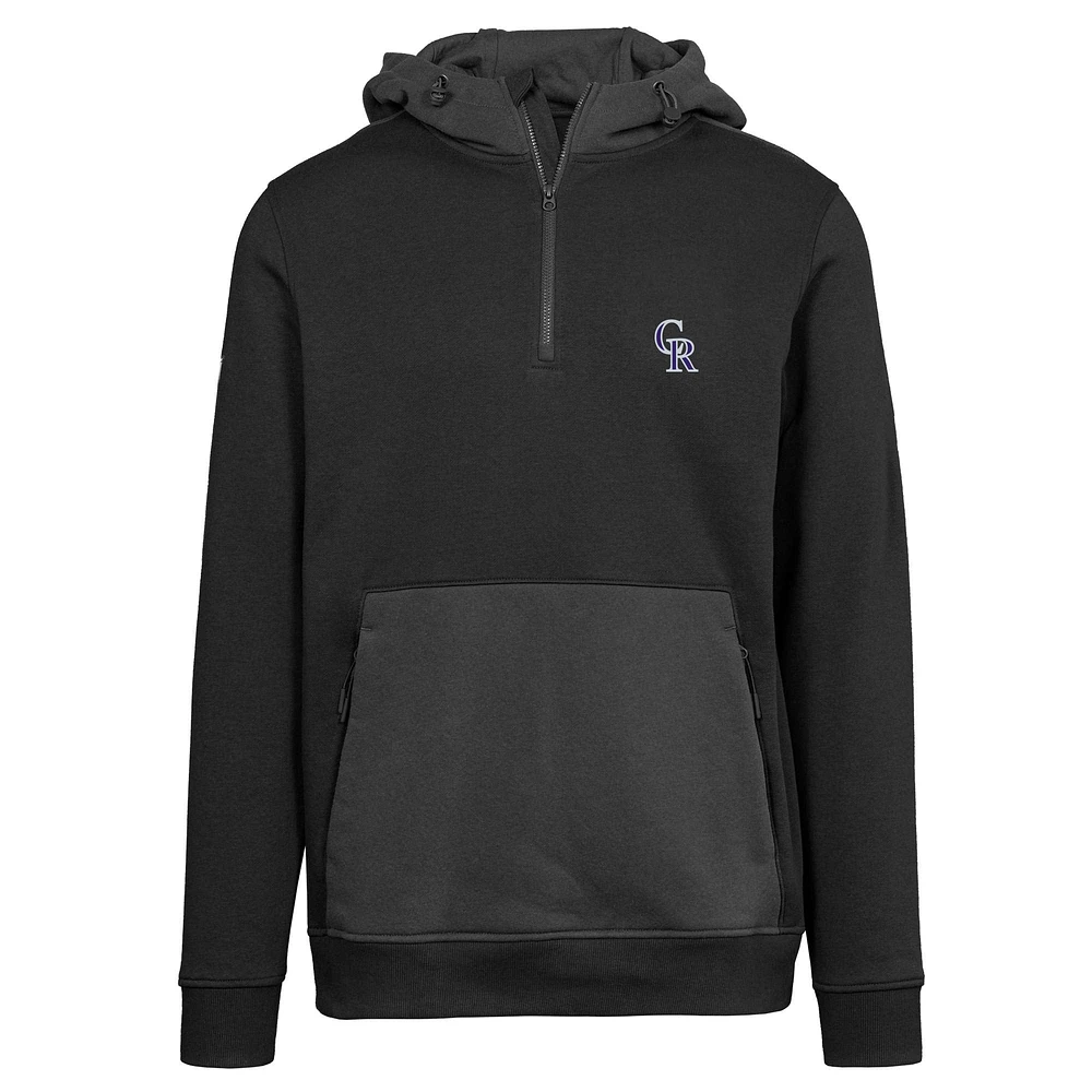 Men's Levelwear Black Colorado Rockies Chicane Insignia Quarter-Zip Hoodie