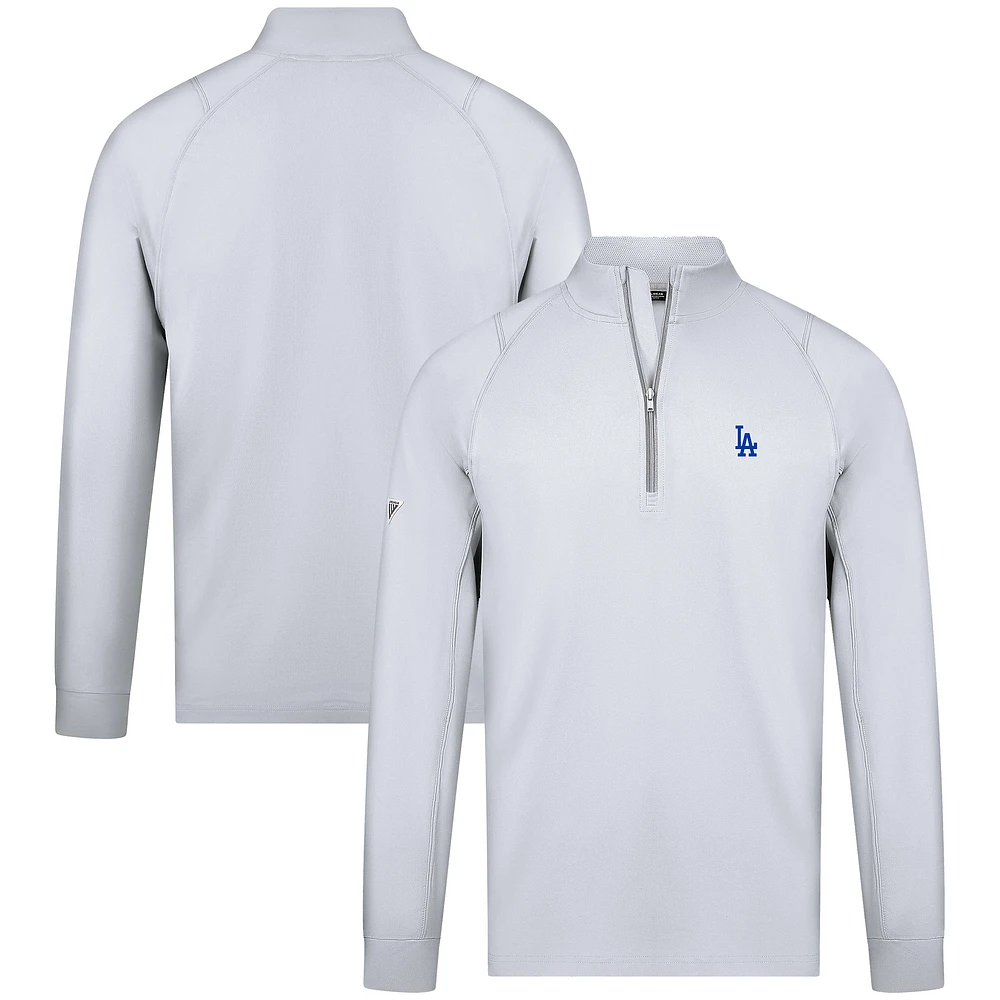 Men's Levelwear White Los Angeles Dodgers Theory Insignia Quarter-Zip Pullover