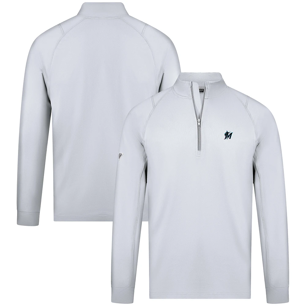 Men's Levelwear White Miami Marlins Theory Insignia Quarter-Zip Pullover