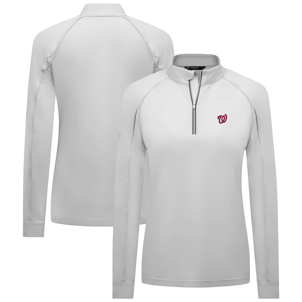 Women's Levelwear White Washington Nationals Kinetic Insignia Quarter-Zip Pullover