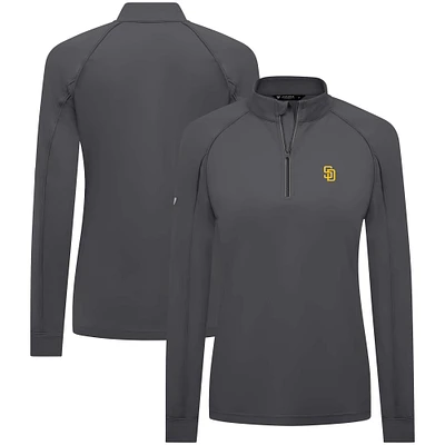 Women's Levelwear Charcoal San Diego Padres Kinetic Insignia Quarter-Zip Pullover