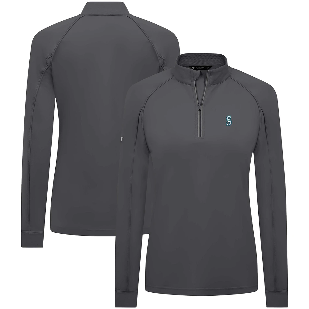Women's Levelwear Charcoal Seattle Mariners Kinetic Insignia Quarter-Zip Pullover