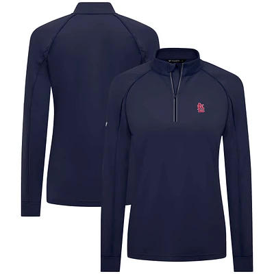 Women's Levelwear Navy St. Louis Cardinals Kinetic Insignia Quarter-Zip Pullover
