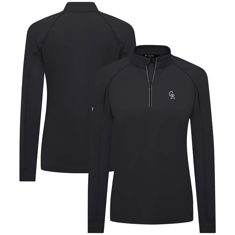 Women's Levelwear Black Colorado Rockies Kinetic Insignia Quarter-Zip Pullover