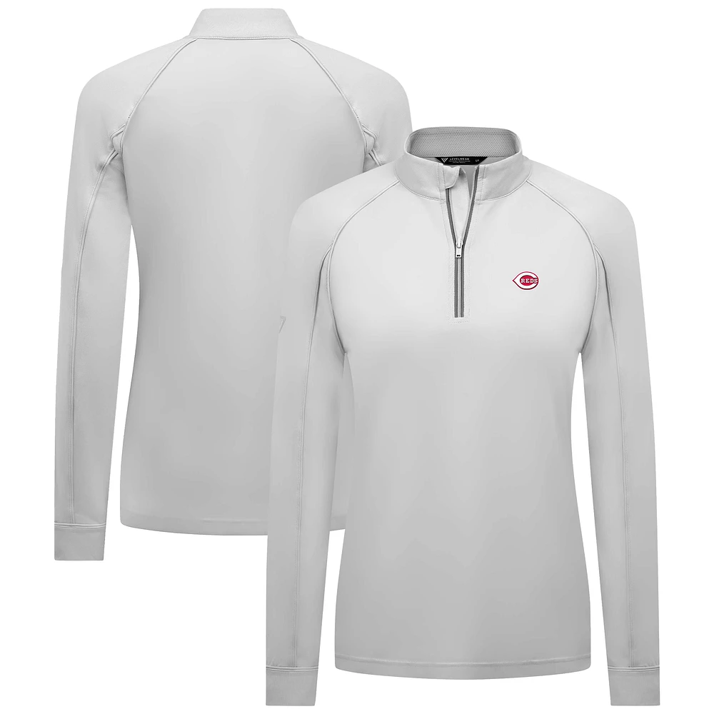 Women's Levelwear White Cincinnati Reds Kinetic Insignia Quarter-Zip Pullover