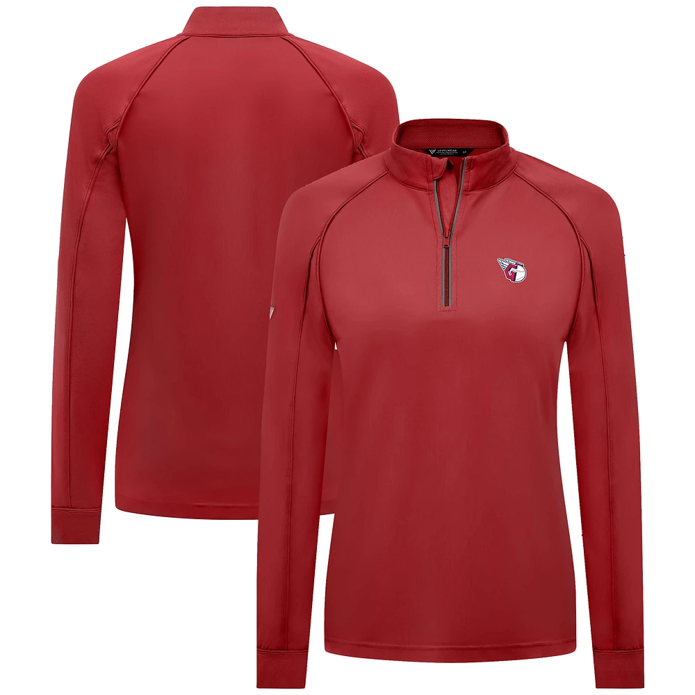 Women's Levelwear Red Cleveland Guardians Kinetic Insignia Quarter-Zip Pullover