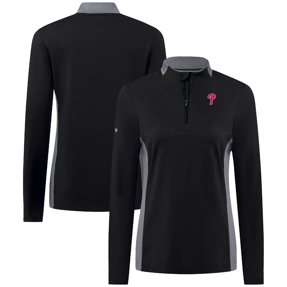 Women's Levelwear Black Philadelphia Phillies Moxie Insignia Quarter-Zip Pullover