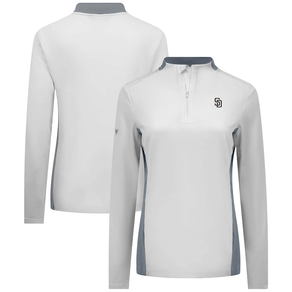 Women's Levelwear White San Diego Padres Moxie Insignia Quarter-Zip Pullover
