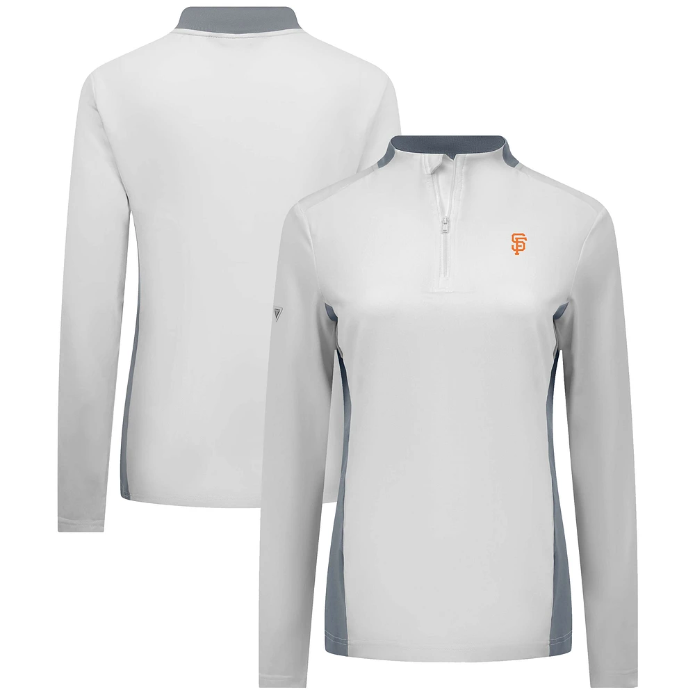 Women's Levelwear White San Francisco Giants Moxie Insignia Quarter-Zip Pullover