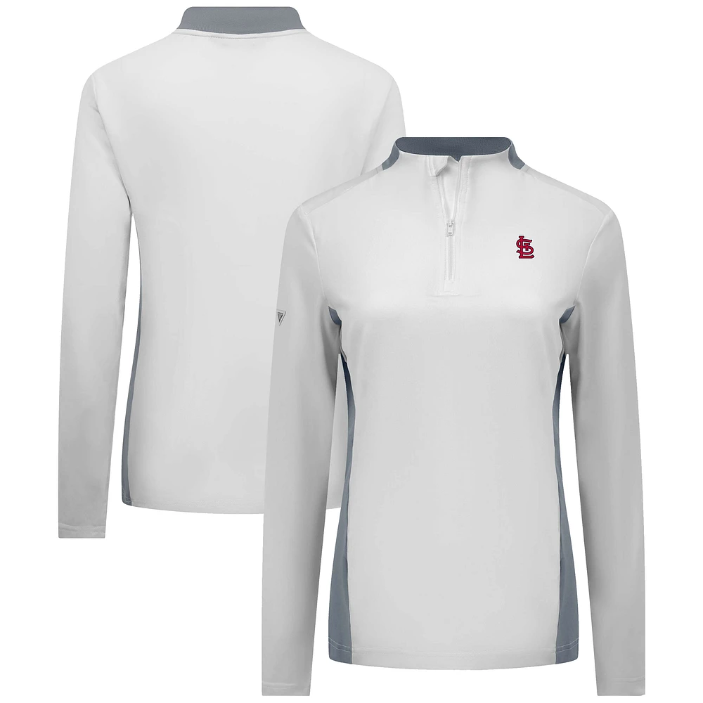Women's Levelwear White St. Louis Cardinals Moxie Insignia Quarter-Zip Pullover