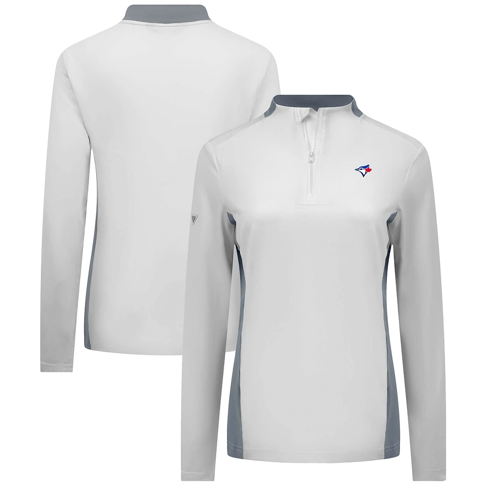 Women's Levelwear White Toronto Blue Jays Moxie Insignia Quarter-Zip Pullover