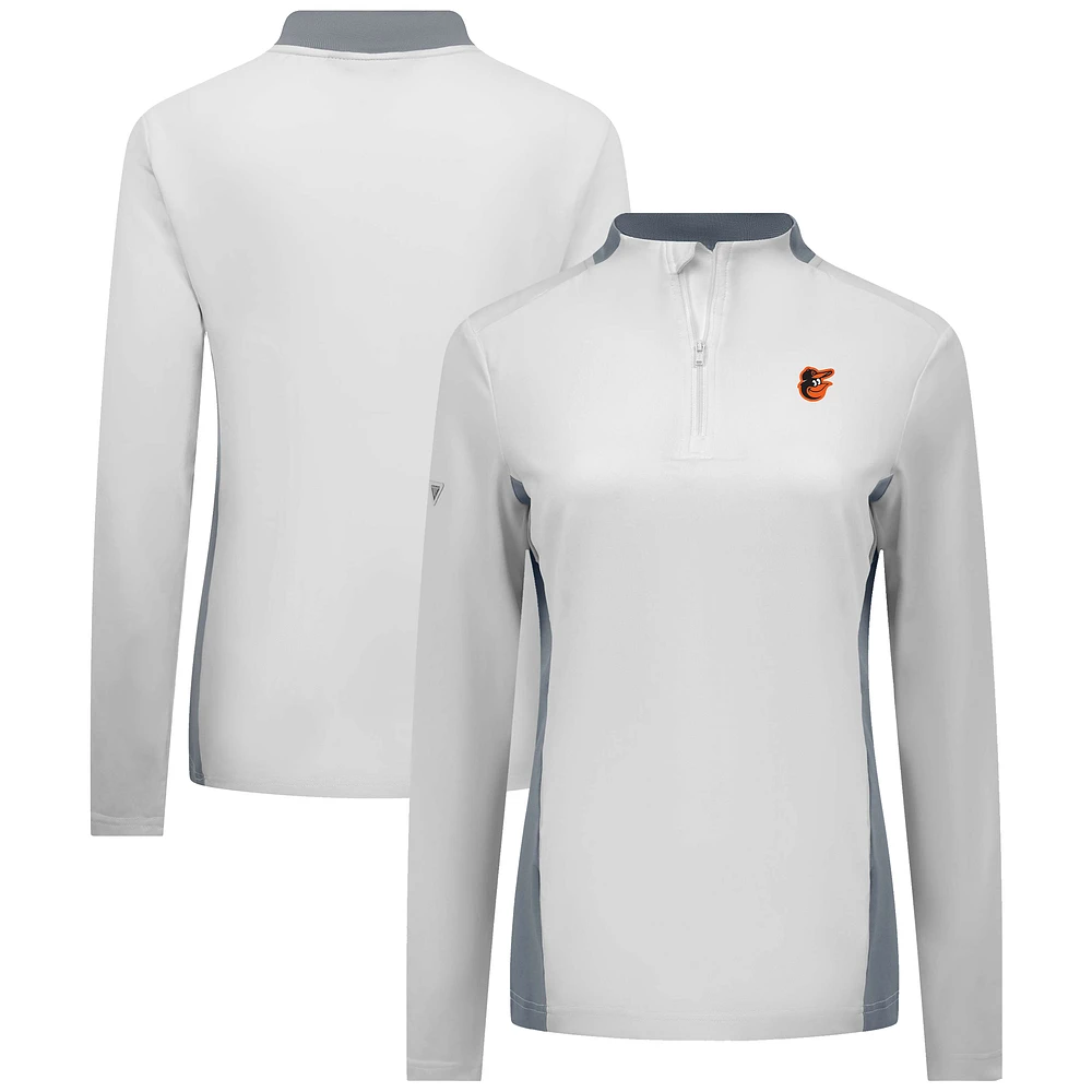 Women's Levelwear White Baltimore Orioles Moxie Insignia Quarter-Zip Pullover