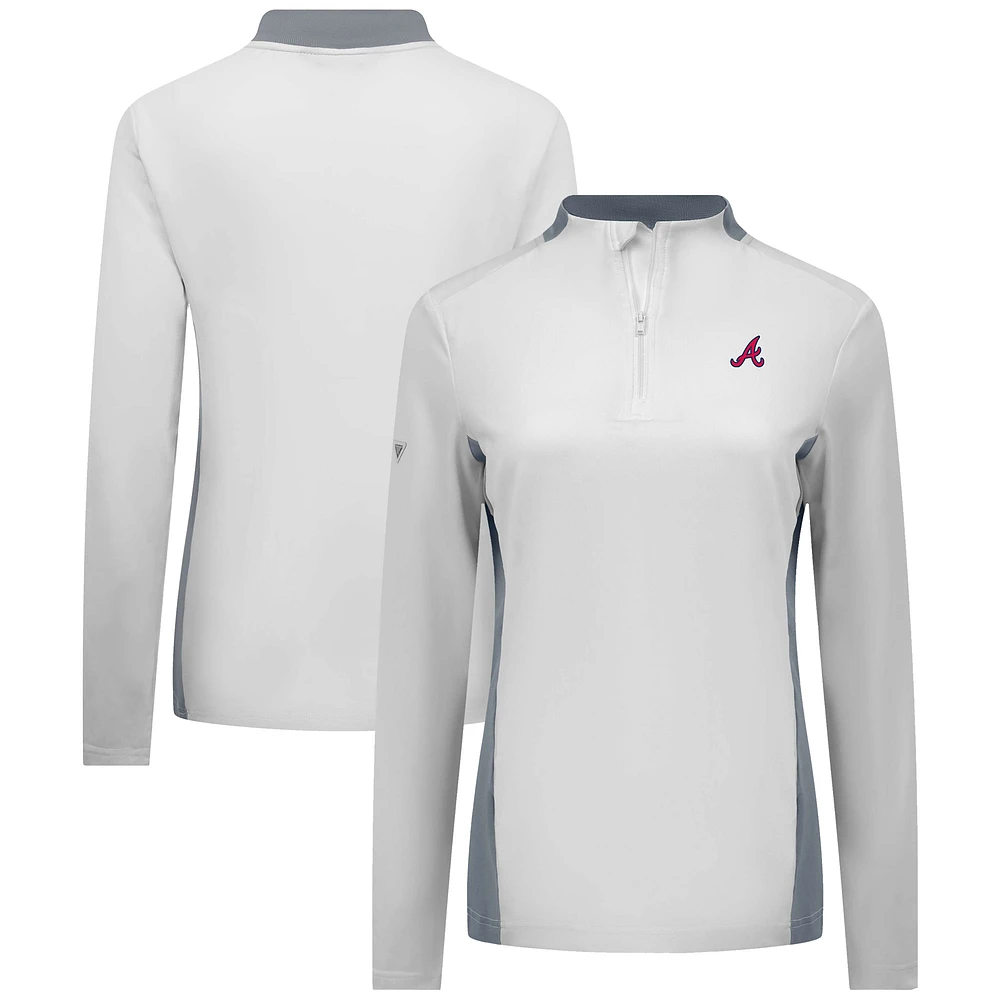 Women's Levelwear White Atlanta Braves Moxie Insignia Quarter-Zip Pullover