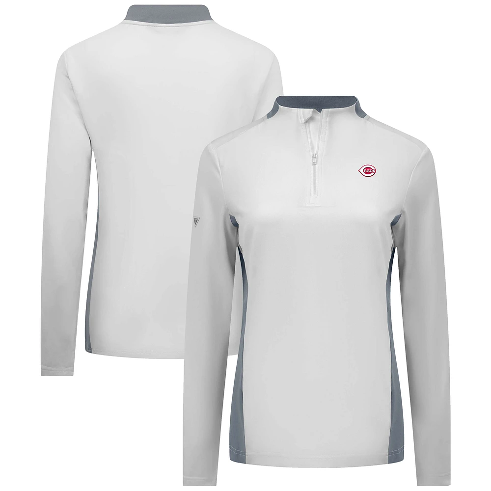 Women's Levelwear White Cincinnati Reds Moxie Insignia Quarter-Zip Pullover