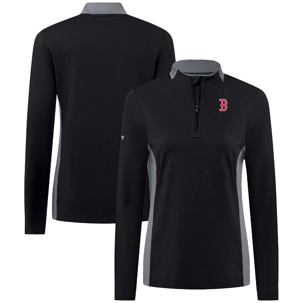 Women's Levelwear Black Boston Red Sox Moxie Insignia Quarter-Zip Pullover